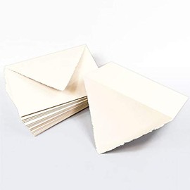 Wedding Cream Deckle Envelopes - A7 Gmund Colors Matt 5 1/4 x 7 1/4 91T, 25 Pack