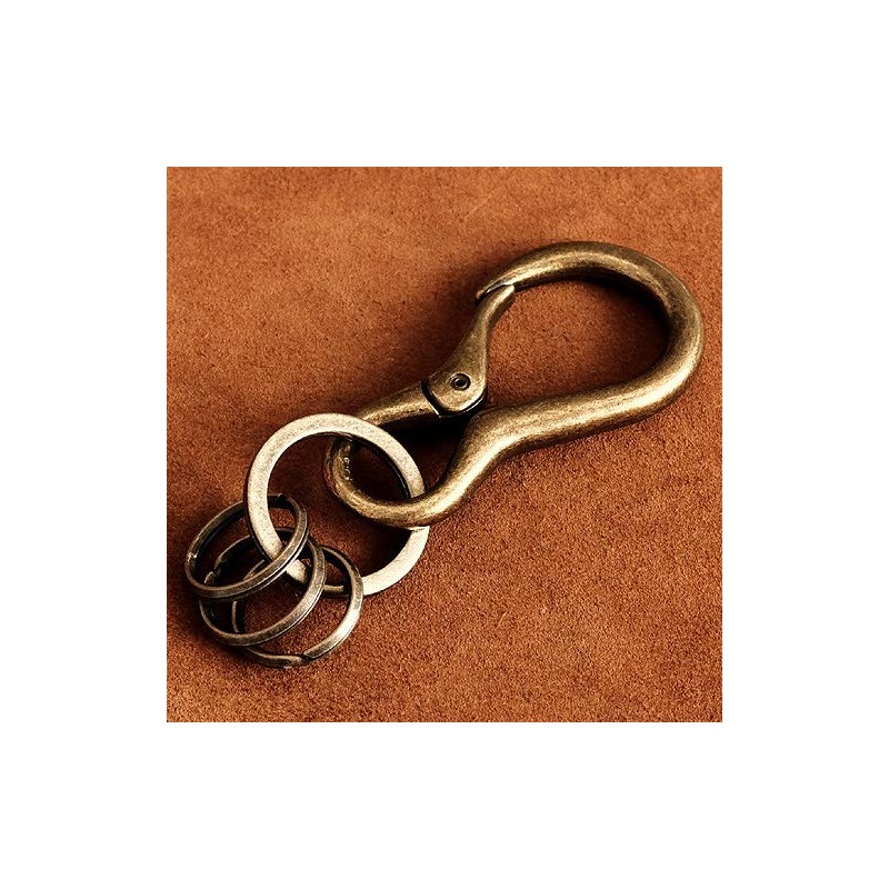 BRASS STORE Carabiner Key Chain with Antique Double Ring (Bronze)