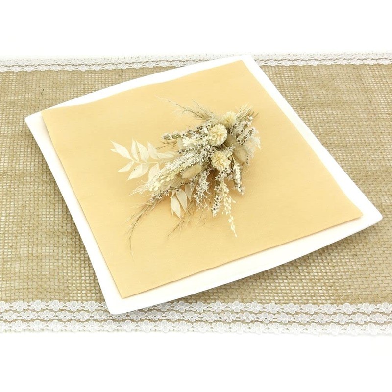 50 Apartina Napkins Fabric-Like Airlaid, Plain, Light Ochre Yellow, Size