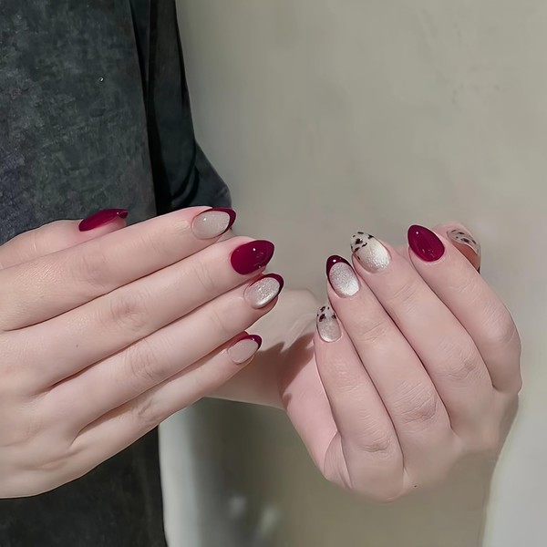 Bomeirc-Acrylic Nails Press On Nails Stick On Nails Short Fake