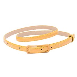 Selighting Women's Solid Color Faux Leather Skinny Belts for Dresses (One Size, Yellow)