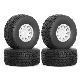 4Pcs RC Tires and Wheel for 1/14 Mojave Grom,RC Front/Rear Wheel Tires (White)