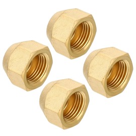PATIKIL 3/8" Brass Flare Cap, 4pcs 5/8-18UNF Female Thread SAE Flare Fitting 45 Degree Hex Pipe Fittings for Air Conditioner Refrigeration, Concave Top