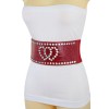 Unbranded Women Red Elastic Wide Friendship Statement Belt Hip High