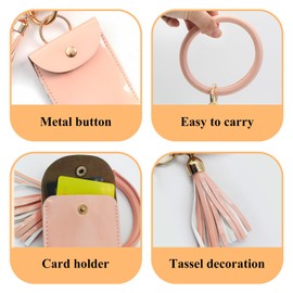 AfitLulu Wristlet Keychain with Wallet, PU Leather Key Chain Wristlet Bracelet with Tassel Wallet for Women(yellow)
