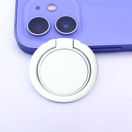 [2 Pack] Matte Finish Round Ultra-thin Cell Phone Ring Holder Stand,360 Degree Rotation and 180 Degree Adjustable Finger Ring Kickstand with Frosted Metal Phone Grip (White)