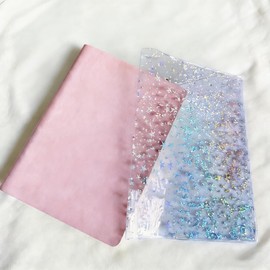 QYDKWK A6 Jelly Planner Cover, Clear Planner Protector, Fits A6 Journal Notebooks Hobonichi Cousin, Midori, Glitter Star Design (9.44 x 6.29 inches)