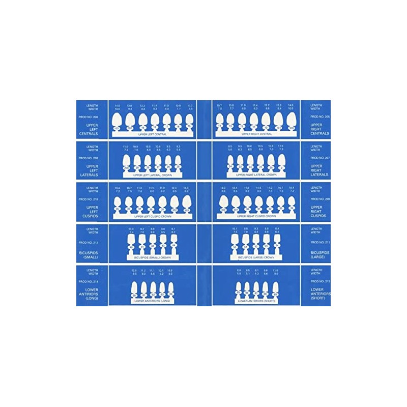 Dental Polycarbonate Temporary Crowns Refills (102)