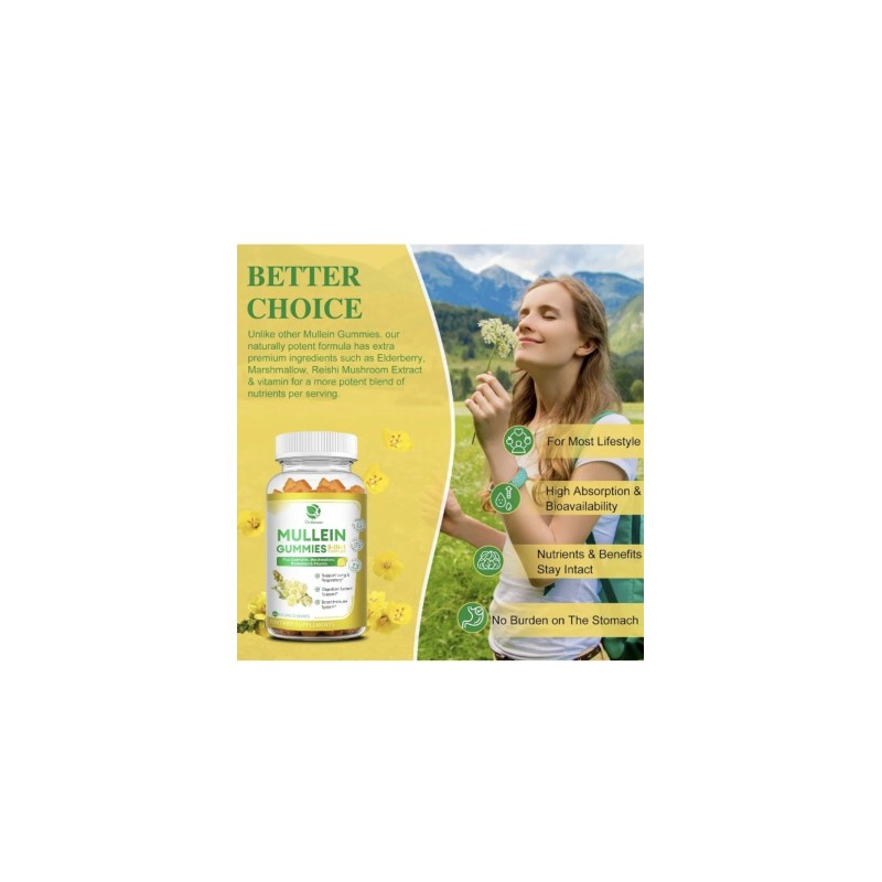 Lukarre 9 in 1 Mullein Gummies.Lung Cleanse,Mullei