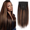 Sassina Light Yaki Straight Clip ins Human Hair Extensions Thick