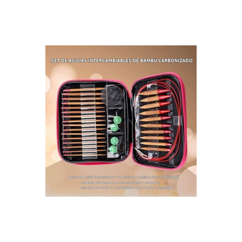 Juego de agujas circulares de aluminio de 13 piezas, agujas