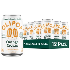 OLIPOP Prebiotic Soda Pop, Orange Cream, A New Kind of Soda Packed with Prebiotics, Fiber, and Botanicals, Gluten Free, Vegan, GMO Free, 12oz (12-Cans)