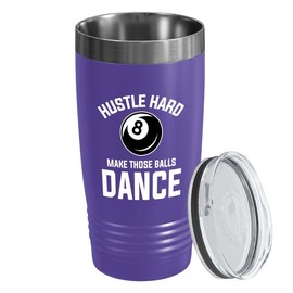 Billiard Purple Edition Viking Tumbler 20oz - Hustle hard make - Pool Player Gifts Table Rail Balls Chalk Cue Sticks