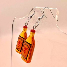Handmade Fireball Earrings - Alcohol Bottle Earrings - New Years Party Earrings