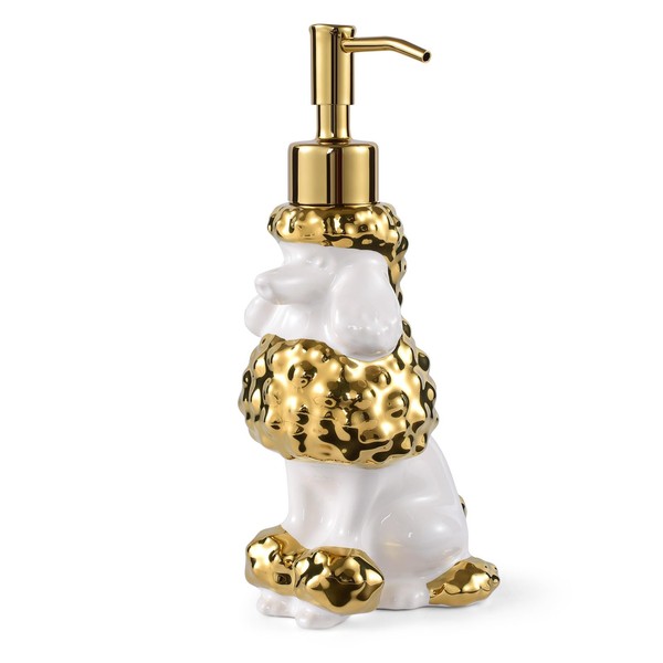 NEWHENGS Poodle Dog Shaped Soap/Lotion/Hand Sanitizer Ceramic Stainless Steel Pump