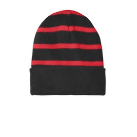 SPORT-TEK Unisex Striped Beanie with Solid Band