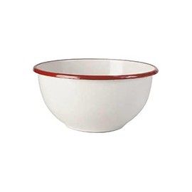 IBILI Bowl 20x11,5 cm of Enamelled Steel in White/red, 20 x 20 x 11.5 cm