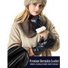 Rabbit Fur Lined Very Warm Leather Mittens for Women with