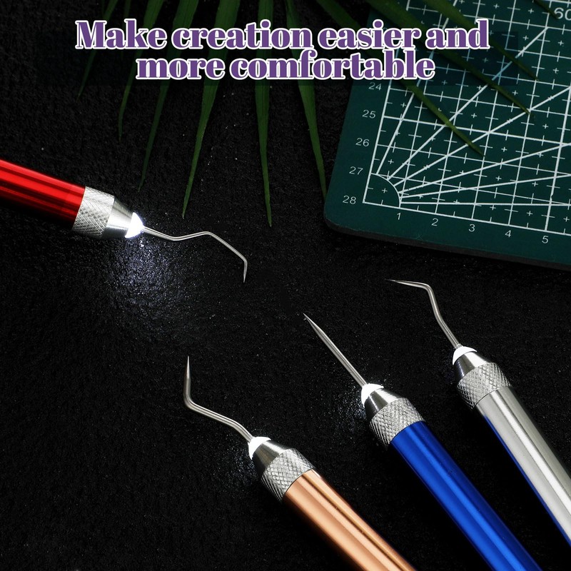 Leriton 4 Pcs LED Weeding Tools for Vinyl with Light