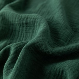 YASMENG Double Muslin Fitted Sheet 140 x 200 cm 100% Cotton Dark Green Muslin Bed Sheet 140 x 200 cm Cotton Soft Breathable Cuddly Fitted Sheet Box Spring Bed Suitable for 30 cm Mattress