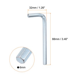 HARFINGTON 2pcs Hex Key Wrench 6mm L-Shape Hexagon Metric Wrenches Chrome Vanadium Steel Repairing Tool for Home Repair