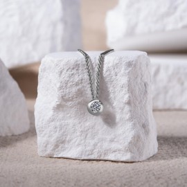 OROVI Jewellery Women's Solitaire Silver Necklace with Pendant White Solitaire Sparkling Zirconia in Brilliant Cut, Timeless Classic Necklace Made of 925 Sterling Silver, 46 cm Long, Silver, Cubic