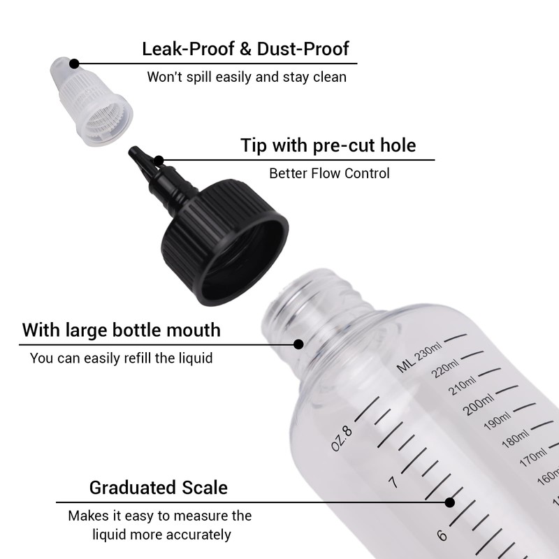 3 Pack Hair Oil Bottle, 8.5oz Plastic Squeeze Oil Applicator