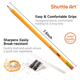 Shuttle Art Wood-Cased #2 HB Pencils, 350 Pack Sharpened Yellow Pencils with Erasers, Bulk Pack Graphite Pencils for School and Teacher Supplies, Writing, Drawing and Sketching