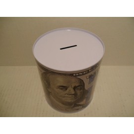 NEW 100 Dollar Bill Saving Tin Piggy Bank Benjamin Franklin President