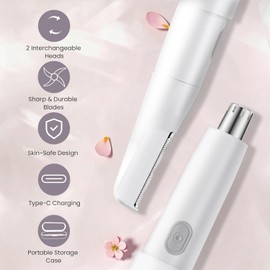 TOUCHBeauty- Recortadora de vello de nariz y orejas para mujeres: recortadora de vello facial todo en uno mejorada 2024 con potencia de 11 000 RPM