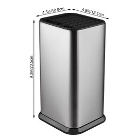 Universal Knife Block Without Knives,Modern Knife Holder for Kitchen Counter,Stainless Steel Knife Organizer with Scissors Slot & Sharpening Rod,Space Saver Rectangular Blocks & Storage - (Silver)