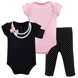 Little Treasure Unisex Baby Cotton Bodysuit and Pant Set, Pearls, 6-9 Months