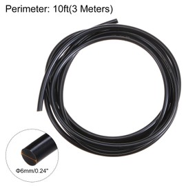 sourcing map PU Transmission Belt Polyurethane Round Belts 6mm Dia 10ft(3 Meters) Length Smooth Surface Urethane Belt for Drive Transmission, Black