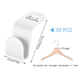 50 Pcs Clothes Hanger Connector Hooks, Space Saving Clothes Hook Multi-Layer Stackable Hanger for Wardrobe Cabinets Clothes Organiser, White