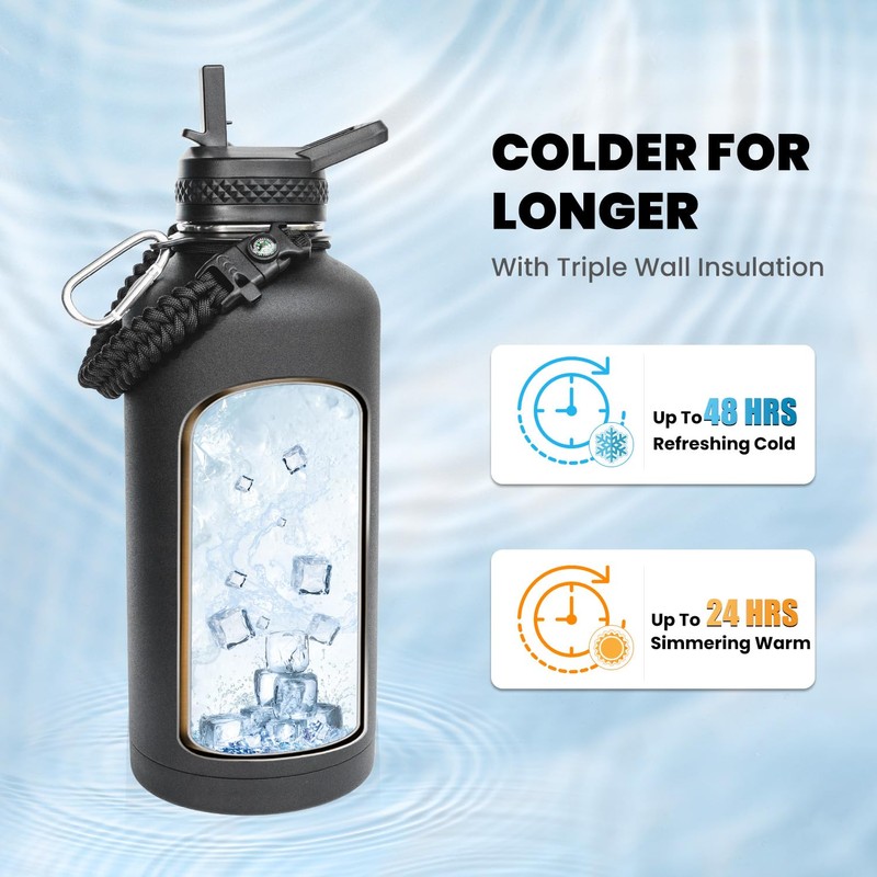 RAYMYLO Insulated Water Bottle 87 oz, Triple Wall Vacuum Stainless