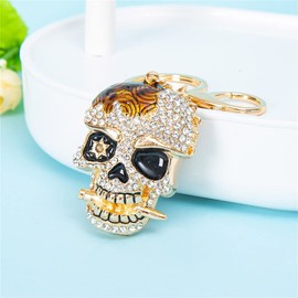 LXSSLY Skull Keychain for Men,Diamond Keychain,Punk Style Rhinestone Key chains,Crystal Skull Keyrings,Car Keychains for Men Women