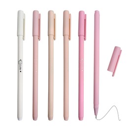DUINIU Set of 6 Gel Pens with Clear Plastic Box, Ballpoint Pen, Gel Pen, Stationery Set, Stationery and Office Supplies (Pink)