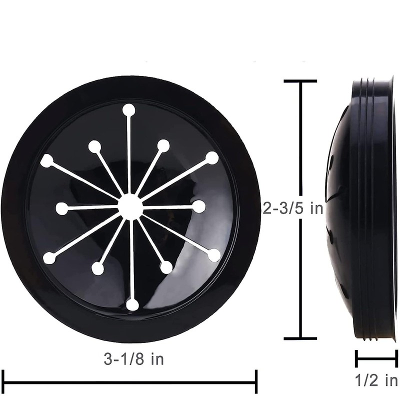 Black Garbage Disposal Splash Guards Collar Sink Baffle, 3-1/8 Inch