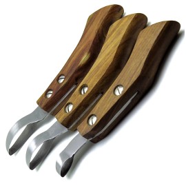 Premium Instruments 3 Pcs Hoof Knife 7.5" (Small, Medium, Large) Premium Wooden Handle Farrier Tools