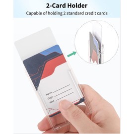 Pawfly 2 Pack Vertical 2-Card Badge Holder with Thumb Slot Hard Transparent PC Case Protector for Office School IDs Credit Cards Driver’s Licenses and Passes