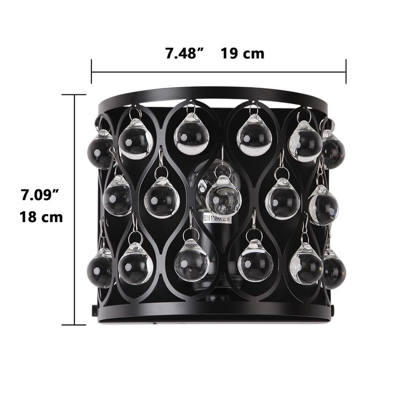 Loyled Black Wall Sconce, 1-Light Modern Raindrop Wall Mounted Lamp,