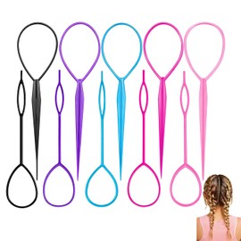 10-piece Hair Tool Set,Topsy Tail Hair Tool, Hair Pull Through Tool Set, Large and Small, Suitable for Women and Girls, Beginners Learning Hairstyling(Assorted Colours)