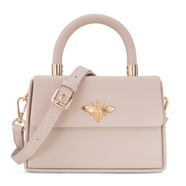 Milan Chiva Small Top Handle Purses for Women Mini Satchel Crossbody Bag Elegant Square Bag, Bee-tan