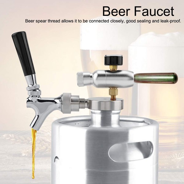 CO2 Injector Spears Tap Stainless Steel Beer Spear Faucet Tap Dispenser Kit for 2L/3.6L/4L Mini Keg Beer Growler