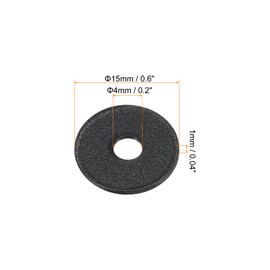 PATIKIL M4 Nylon Flat Washer, 100 Pack 4mm ID 15mm OD 1mm Thick Sealing Spacer Gasket Ring for Faucet Pipe Water Hose Fastener Bolt, Black