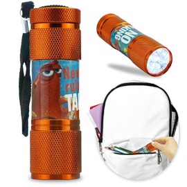 Finding Dory Flashlight Torch, 8.7cm Orange Aluminum LEDs Torch with Wrist Strap for Kids, 9 LED Mini Torch for Kids TV Characters Gift for Kids, Travel, Emergency, Camping, Hiking, Outdoor 3+ Years