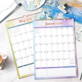 2025 Wall Calendar - Wall Calendar 2025, 12" x 17", Jan.2025 - Dec.2025, 2025 Calendar with 12 Months, Twin-Wire Binding + Hanging Hook + Large Ruled Blocks with Julian Dates