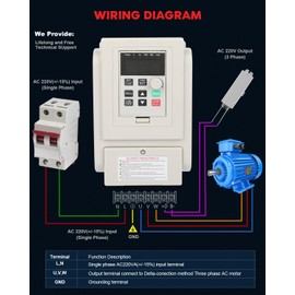 FAHKNS Variable Frequency Drive 2.2kw 3HP AC 220V 12A VFD Inverter Single Phase Input to 3 Phase Output Frequency Converter for Spindle Motor Speed Control