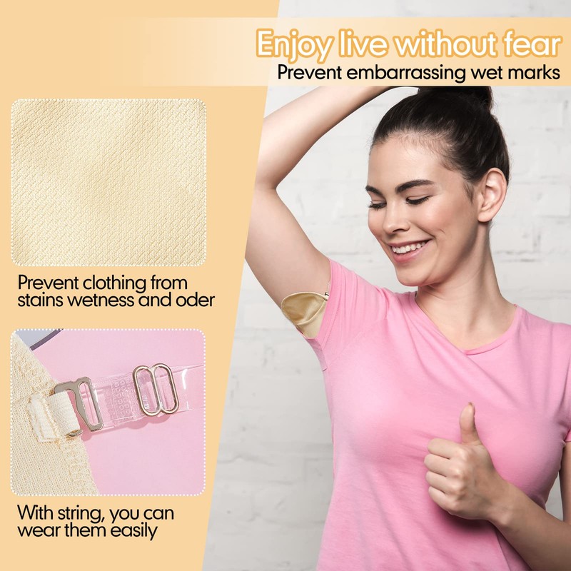 4 Pairs Underarm Sweat Pads Reusable Armpit Absorbing Guards Washable