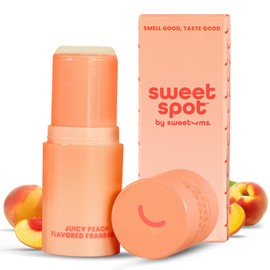 Sweetums SweetSpot Flavored Solid Perfume Stick, Portable Travel Perfumes for Women, Long Lasting Fragrances, Non Sticky Formula, Natural Ingredients, Fragrance Stick (Peach)